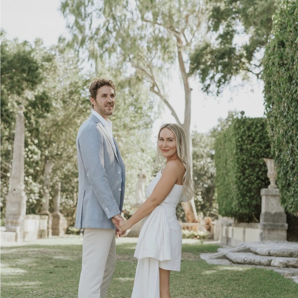 Anthropologie Sachin & Babi Dorien Puffed One-Shoulder Bow Train Wrap Mini Dress - Picture 7 of 8